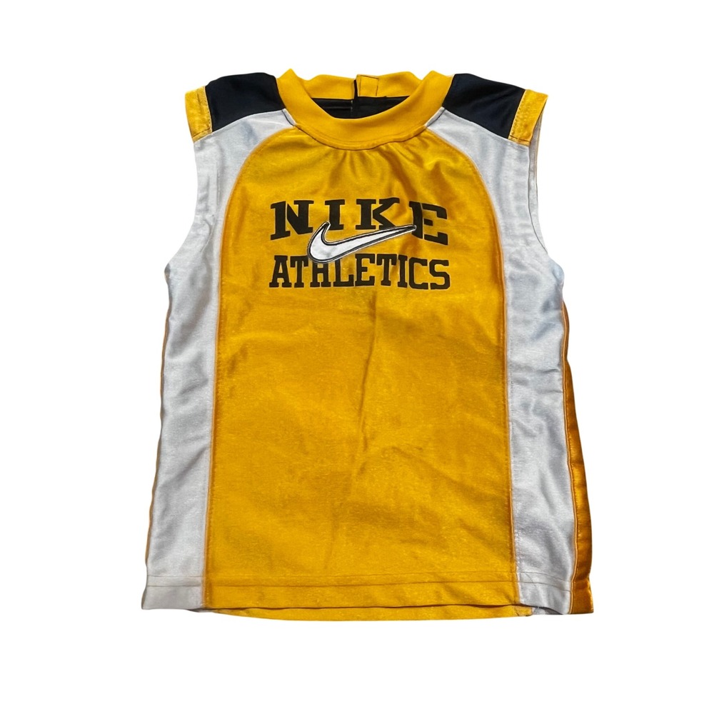 Nike Athletics Toddler Sleeveless‎ Jersey Top Yellow White Navy Blue 18 Months